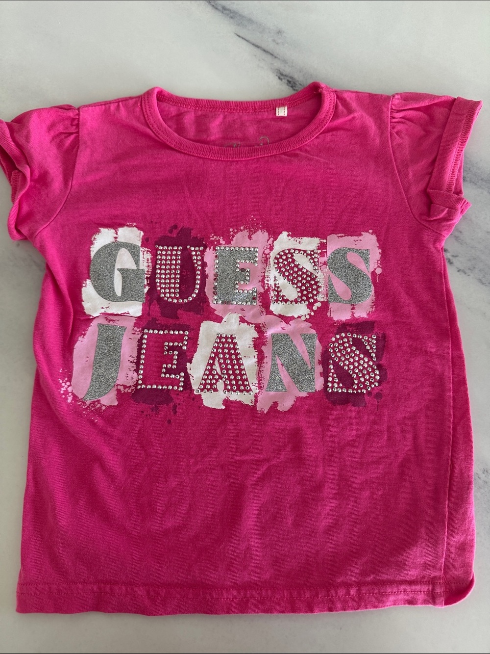 GUESS JEANS Hot Pink Girls Graphic Logo Tee - size 4T